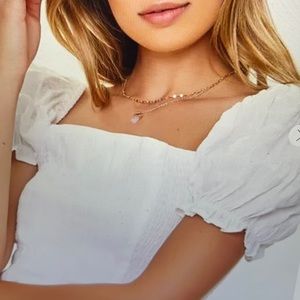 Puff sleeve black crop top